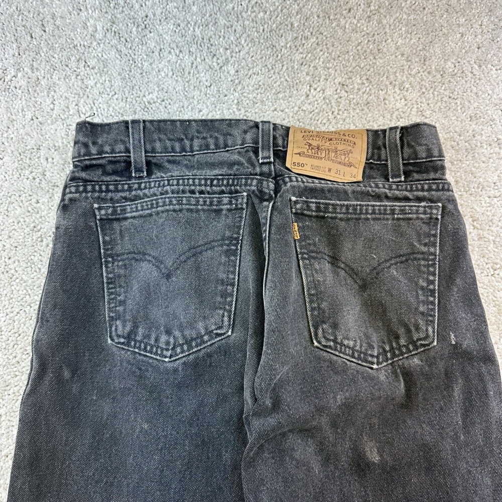 👀Vintage Levis 550 Jeans Mens 30x34 Black Orange Tab Tapered Made in USA 90s